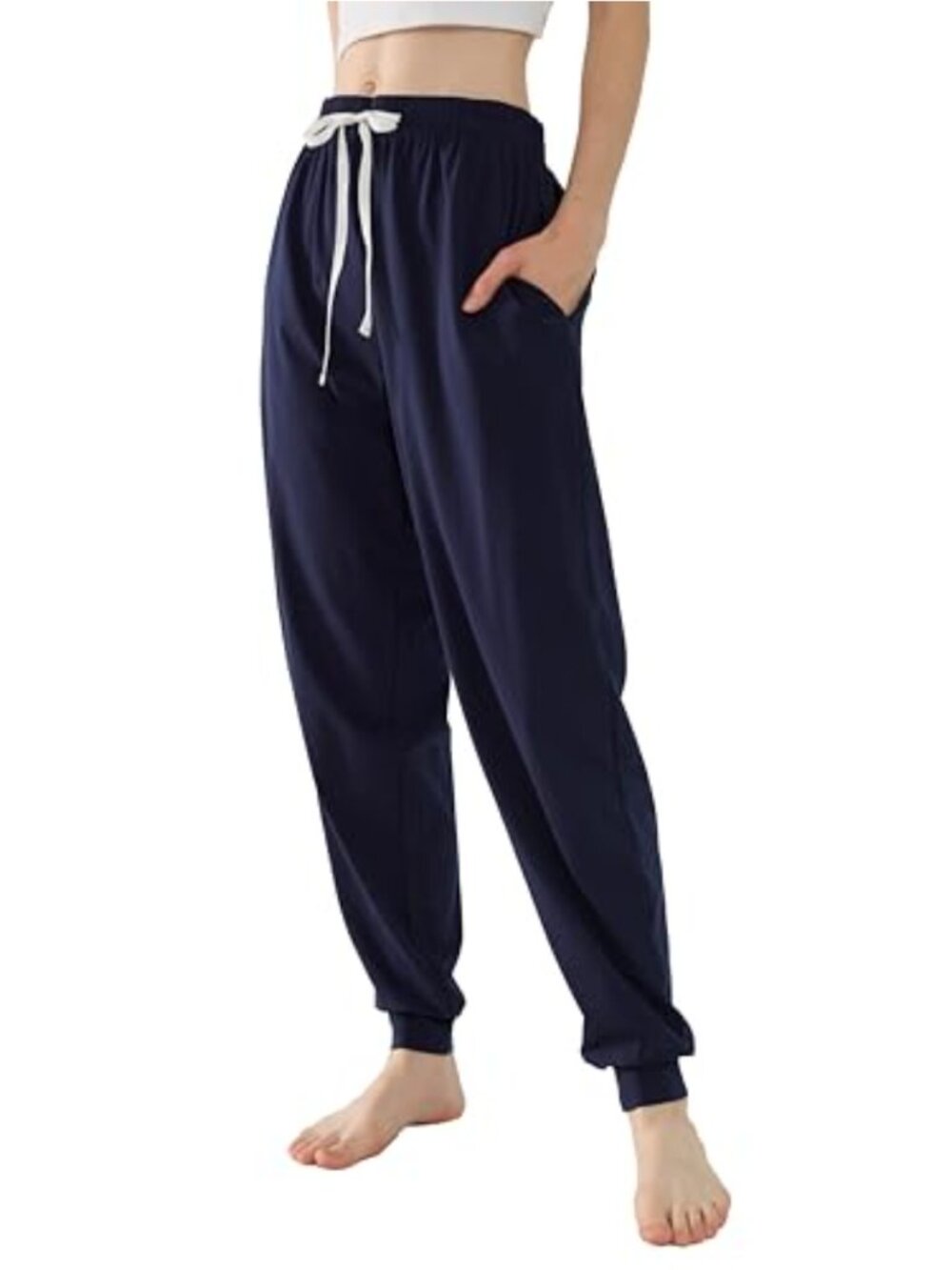 Women's Cotton Jogger Sweatpants with Pockets Drawstring Cuffed